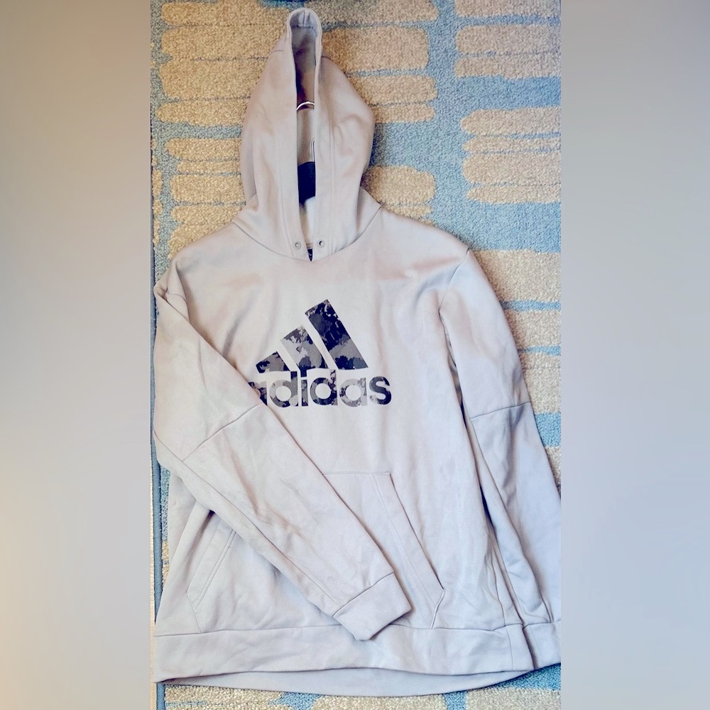 Adidas Men's Fleece-Lined Hooded Sweatshirt with Printed Logo